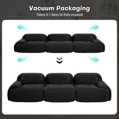 3-seat sofa premiumCorduroy Fabric fabric modular multi-combination anti-slip design no assembly curved armrests ergonomic support high-resilience sponge for living rooms bedrooms,Black