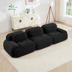 3-seat sofa premiumCorduroy Fabric fabric modular multi-combination anti-slip design no assembly curved armrests ergonomic support high-resilience sponge for living rooms bedrooms,Black