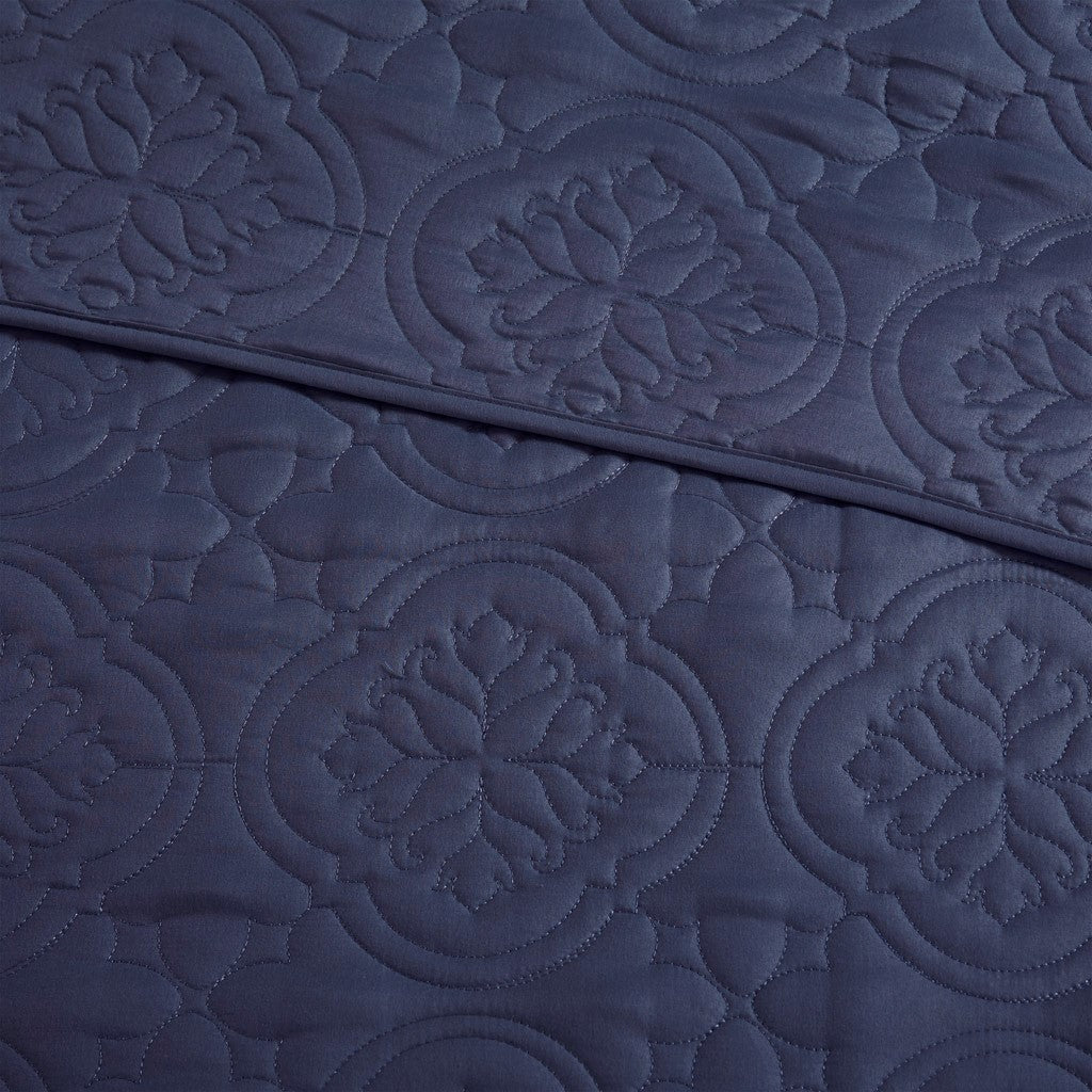 3 Piece Reversible Bedspread Set Navy King/Cal King