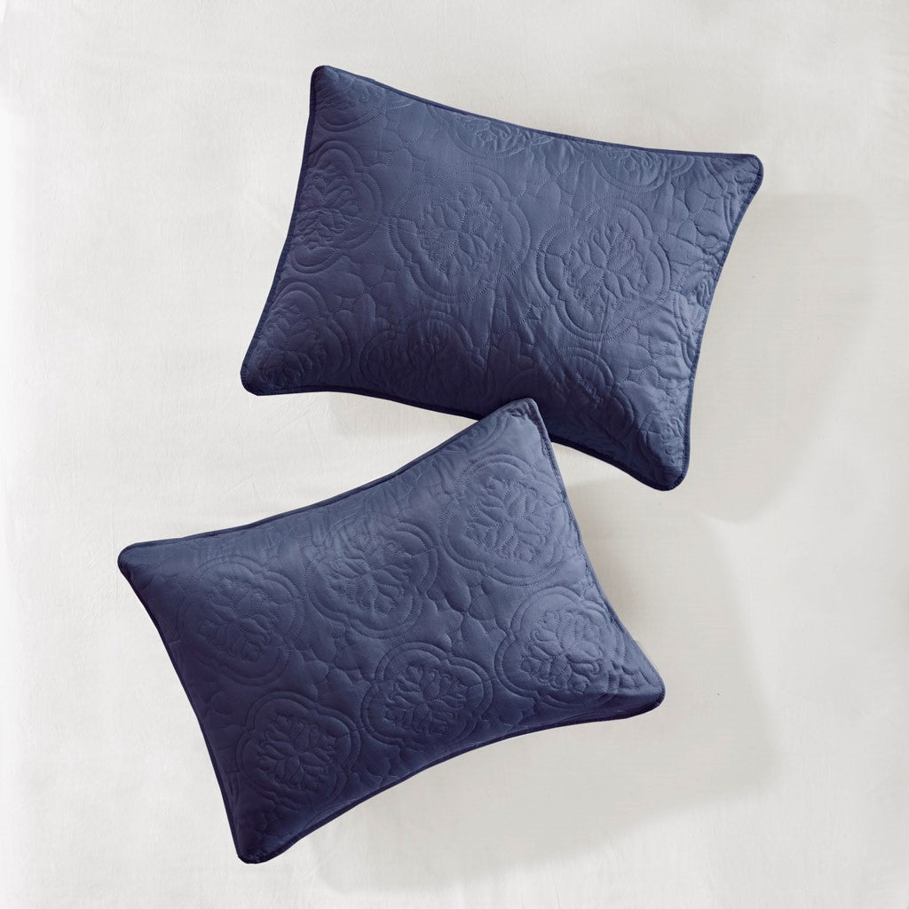 3 Piece Reversible Bedspread Set Navy King/Cal King