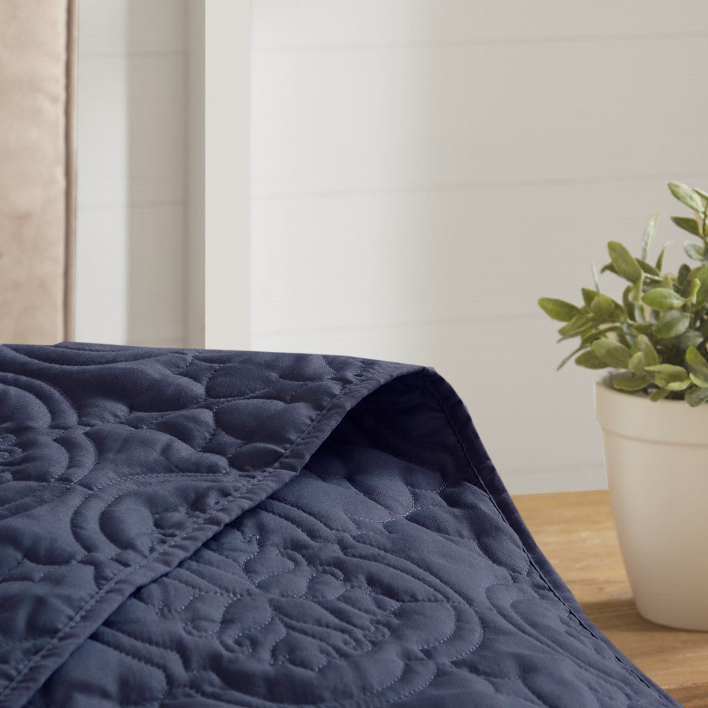 3 Piece Reversible Bedspread Set Navy King/Cal King