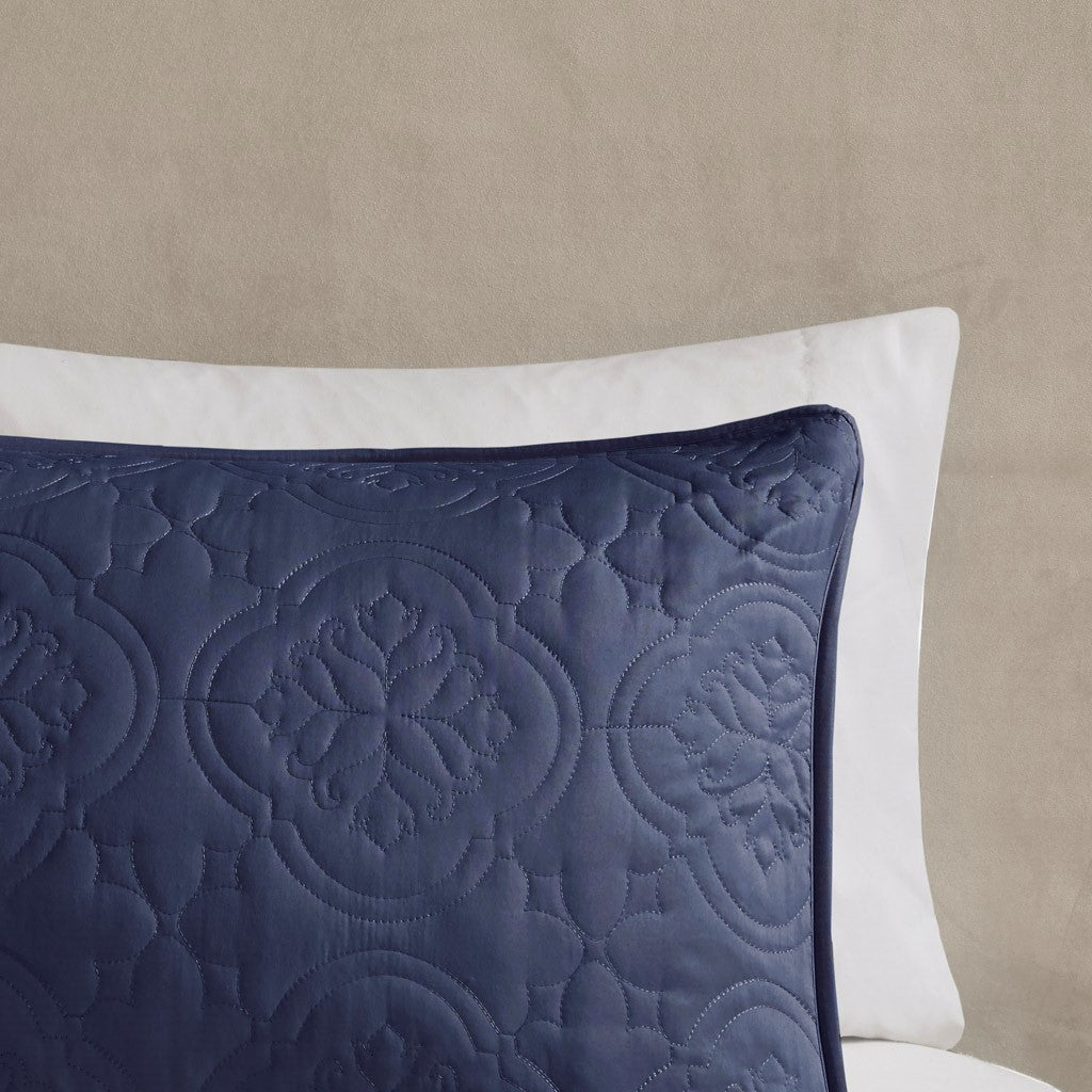 3 Piece Reversible Bedspread Set Navy King/Cal King