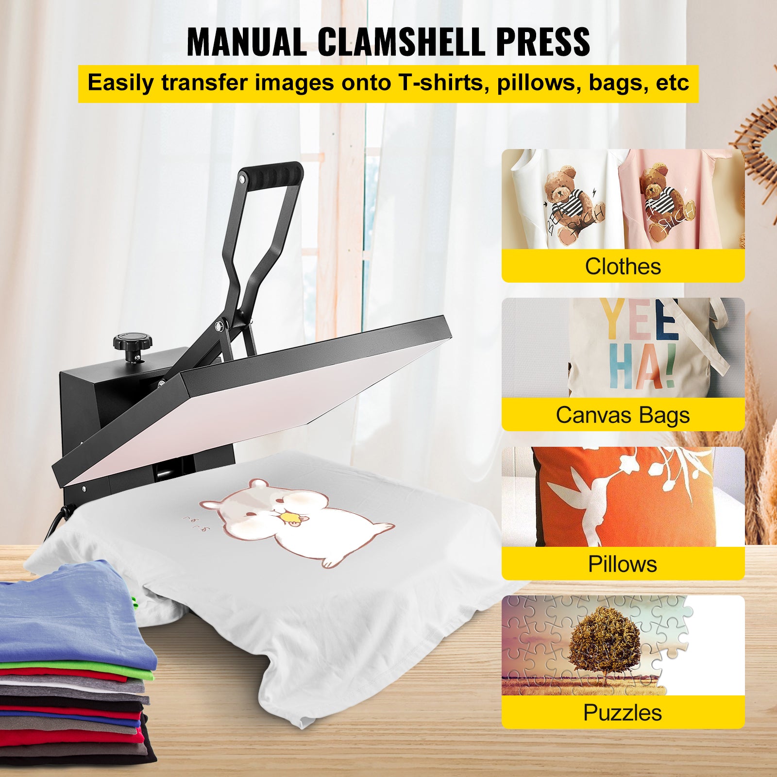 Heat Press 16x20, 1700W Power Heat Press Machine, Fast Heating, High Pressure Heat Press Machine for T-Shirt, Digital Industrial Sublimation Printer for Heat Transfer Vinyl, Easy to Use, Black