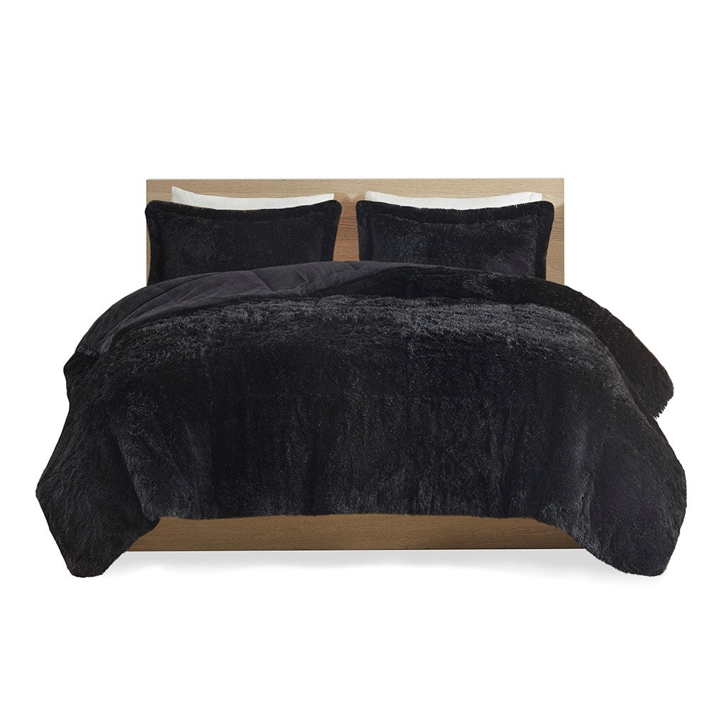 King/Cal King Shaggy Long Fur Comforter Mini Set