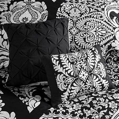 7 Piece Cotton Printed Comforter Set Black King