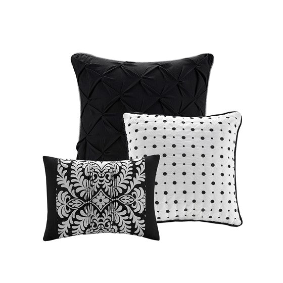 7 Piece Cotton Printed Comforter Set Black King