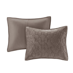 3 Piece Velvet Quilt Set Taupe King/Cal King