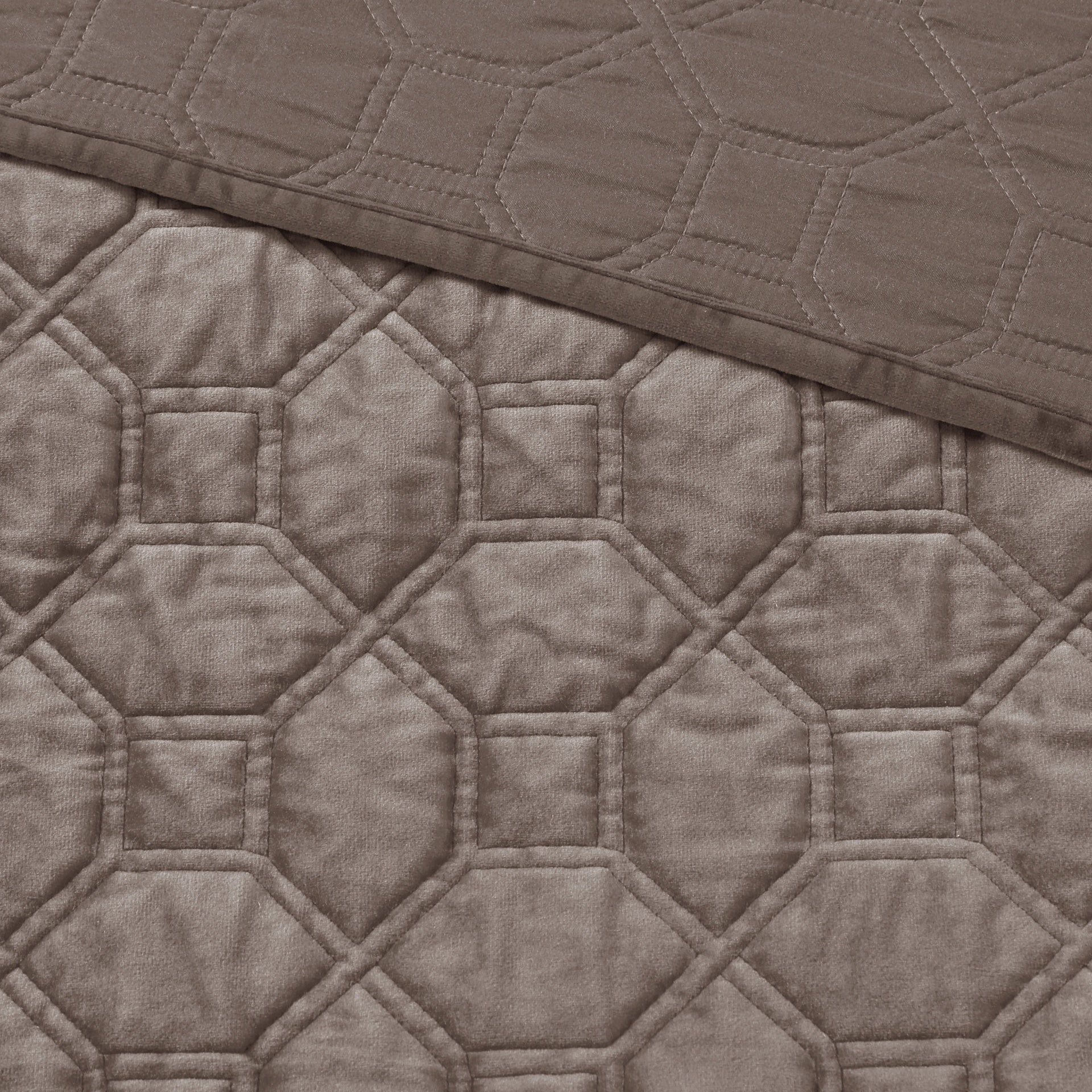 3 Piece Velvet Quilt Set Taupe King/Cal King