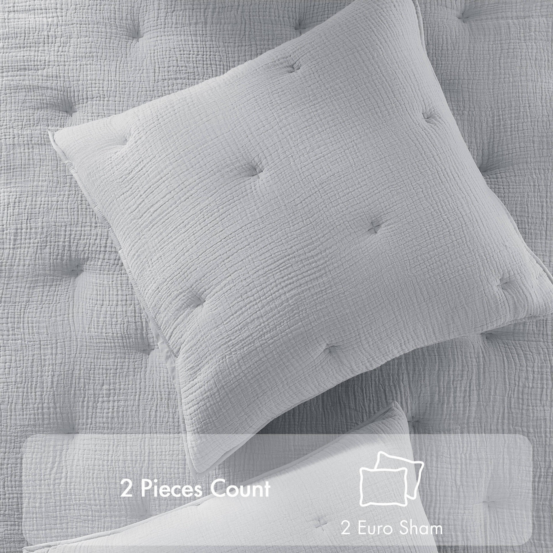 1-Piece Euro Sham Cotton Gauze  Embroidered Euro Sham,Blue