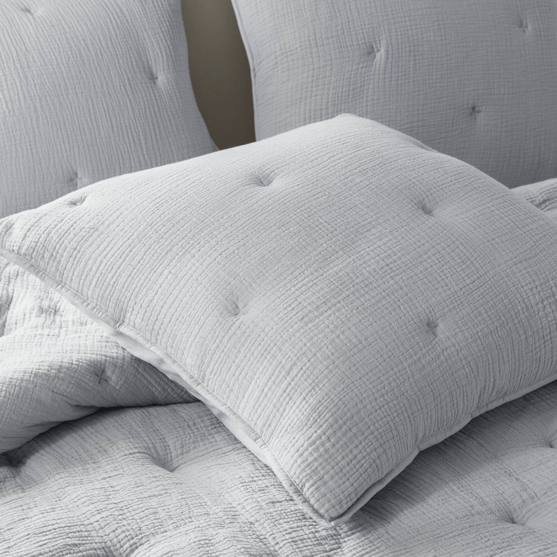 1-Piece Euro Sham Cotton Gauze  Embroidered Euro Sham,Blue