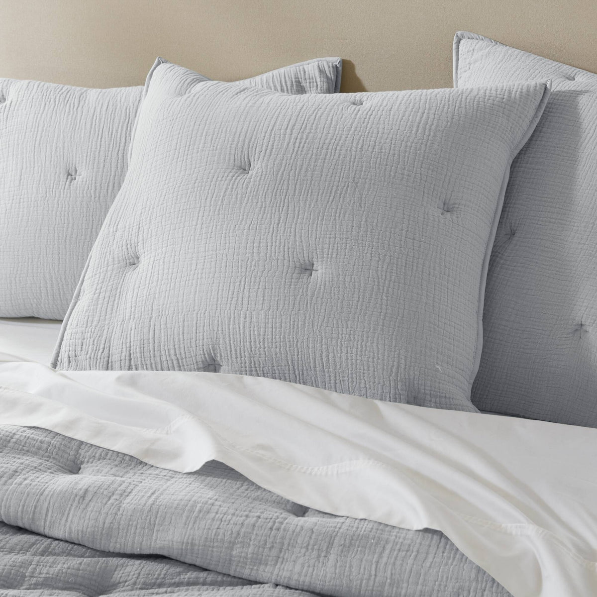 1-Piece Euro Sham Cotton Gauze  Embroidered Euro Sham,Blue