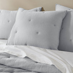 1-Piece Euro Sham Cotton Gauze  Embroidered Euro Sham,Blue