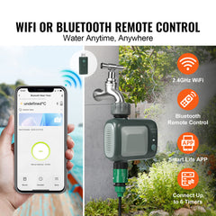 WiFi Sprinkler Timer, Single Outlet, Smart Hose Faucet Water Timer with Brass Inlet, APP Control via 2.4Ghz WiFi or Bluetooth, Voice Control with Alexa Google Assistant, IPX6 for Yard Watering