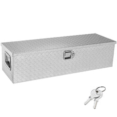 Heavy Duty Aluminum Truck Bed Tool Box, Diamond Plate Tool Box with Side Handle and Lock Keys, Storage Tool Box Chest Box Organizer for Pickup, Truck Bed, RV, Trailer, 39"x13"x10", Silver