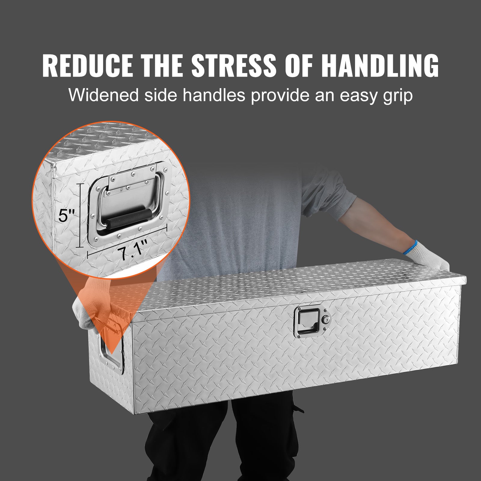 Heavy Duty Aluminum Truck Bed Tool Box, Diamond Plate Tool Box with Side Handle and Lock Keys, Storage Tool Box Chest Box Organizer for Pickup, Truck Bed, RV, Trailer, 39"x13"x10", Silver