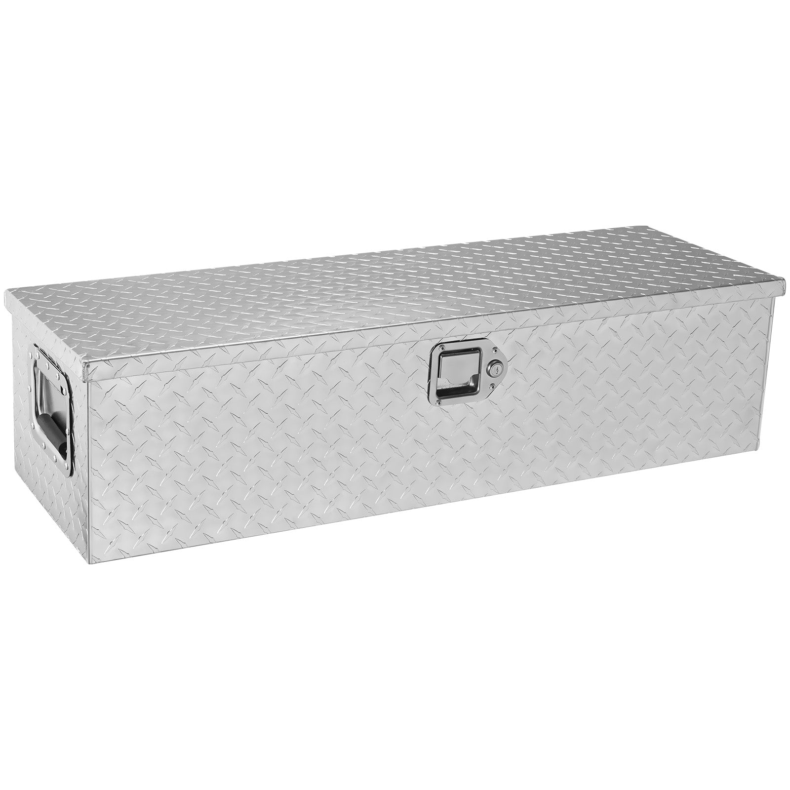 Heavy Duty Aluminum Truck Bed Tool Box, Diamond Plate Tool Box with Side Handle and Lock Keys, Storage Tool Box Chest Box Organizer for Pickup, Truck Bed, RV, Trailer, 39"x13"x10", Silver