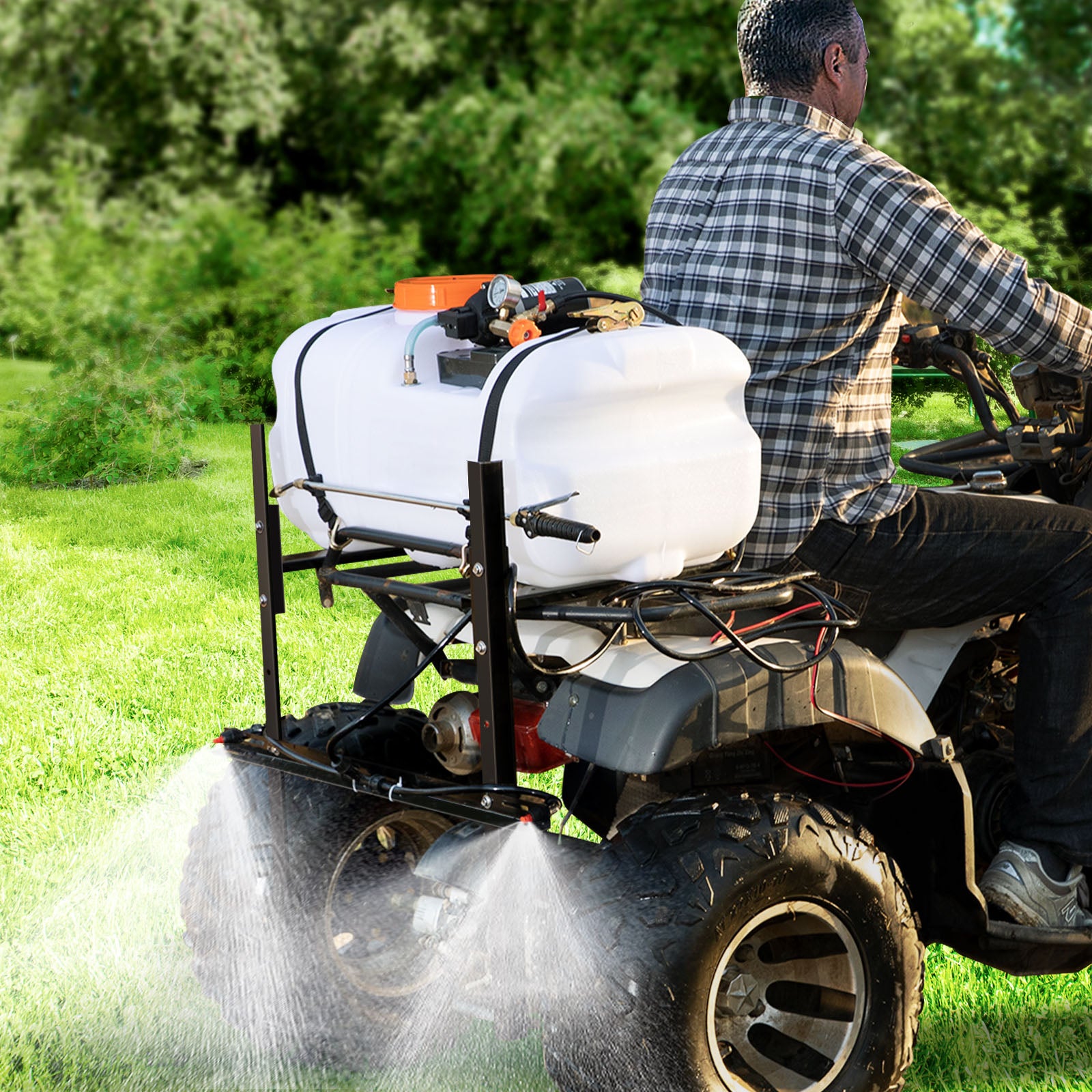 ATV Spot Sprayer, 15.9 Gal/60 L ATV/UTV Broadcast Sprayer with A Nozzle Boom, 12 V Pump Weed Sprayer with Water Tank, 1.9 GPM Flow Rate, Adjustable 0-72 PSI, 20FT Hose, White