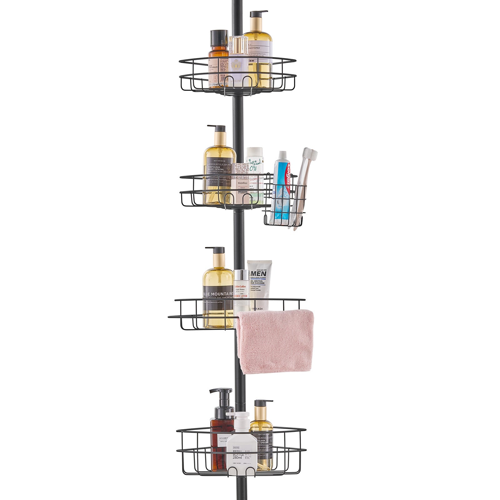 56" to 114" High Shower Corner Caddy Tension Pole Rust-Proof Tension Pole