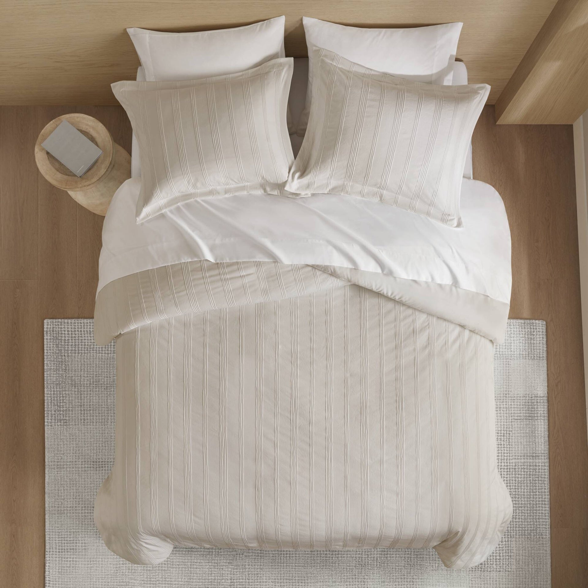 3-Piece Queen Woven Striped Duvet Set