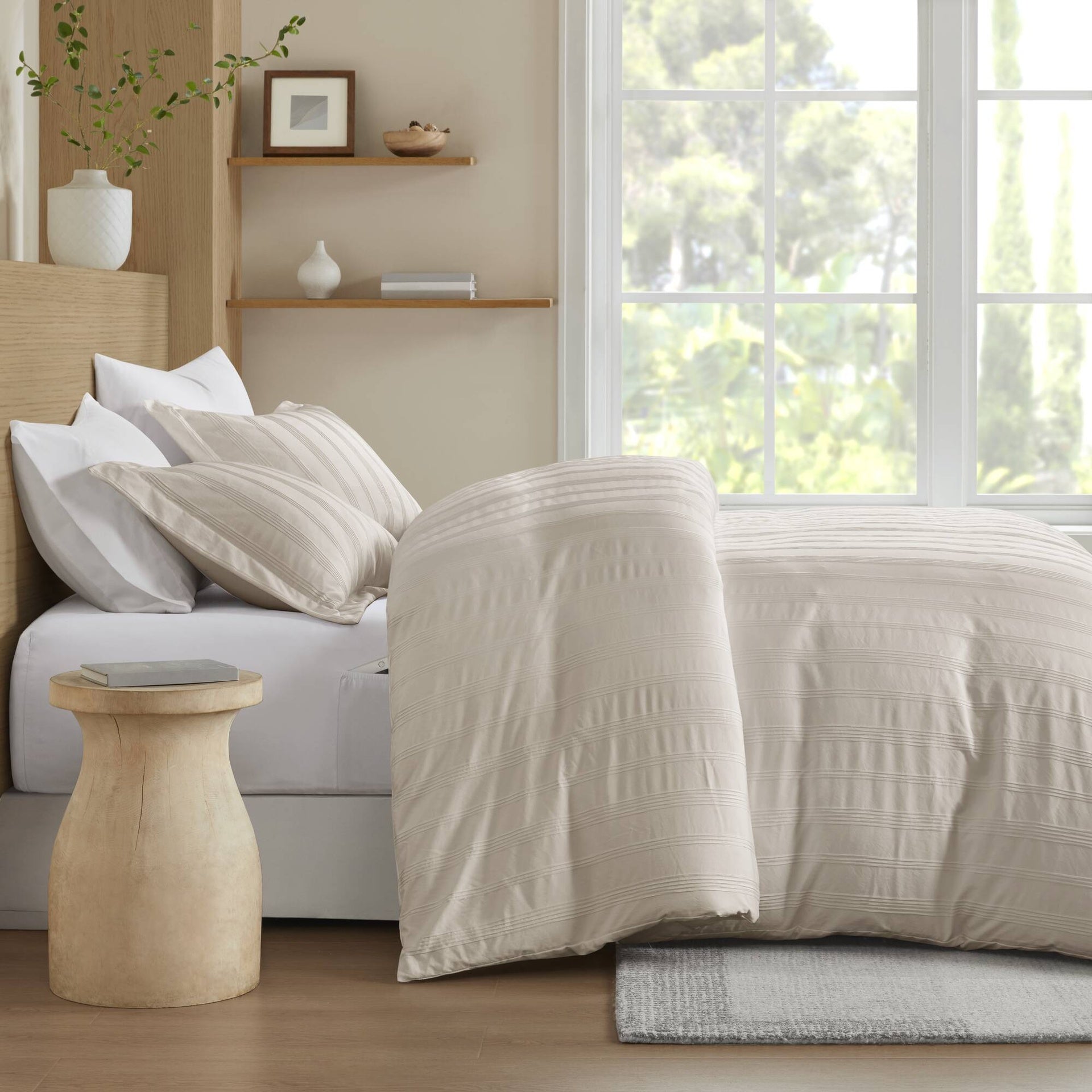 3-Piece Queen Woven Striped Duvet Set