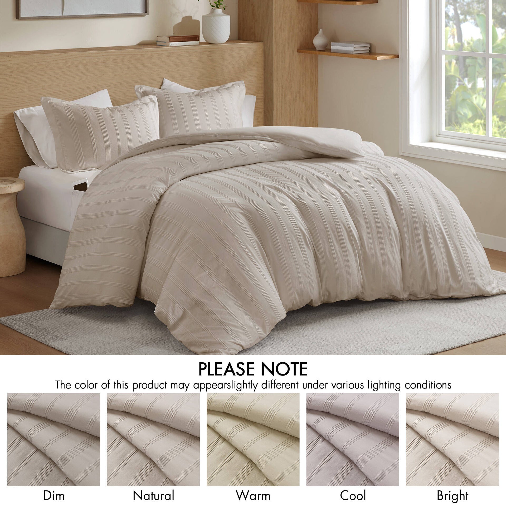 3-Piece Queen Woven Striped Duvet Set