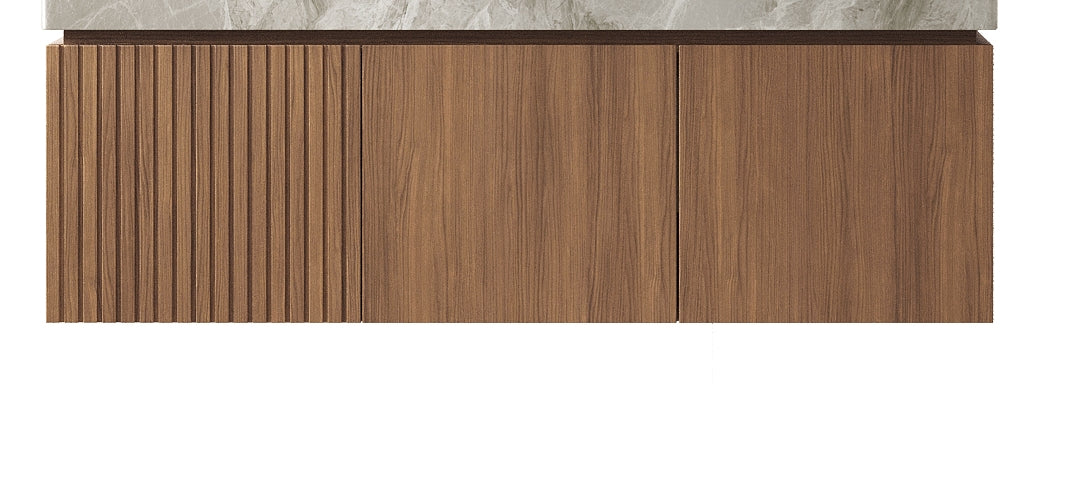 48" MURI Brown Oak Woodgrain Plywood Cabinet with Double Doors and One Drawer, NO Basin and Top, NO Faucet and Sink Cover