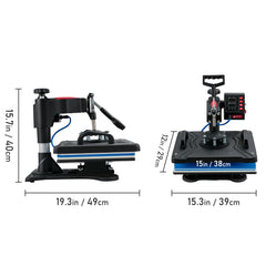 Heat Press, 5 in 1 Heat Press Machine Machine 12x15, Clamshell Sublimation Transfer Printer Fast Heat-up, Digital Precise Temperature Control, Vinyl Heat Press for T-Shirt Plate Mug Cup, 900W