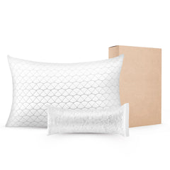Bed Pillow for Sleeping, Queen Size Luxury Quality Hotel Pillow with Memory Foam Fill, Supportive & Adjustable, Includes Natural Firber Pillowcase, Bedding for Back, Stomach and Side Sleepers