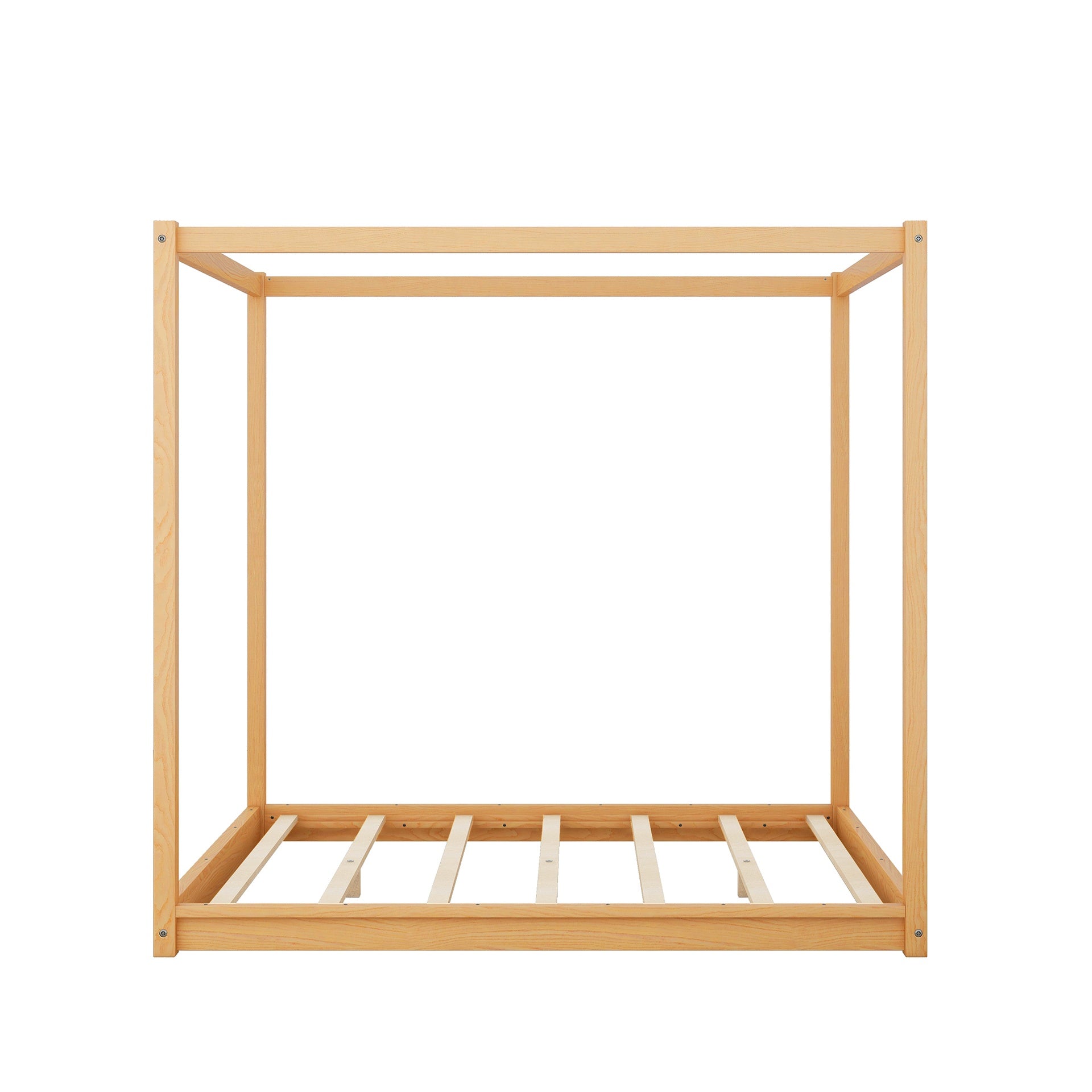 Queen Size Canopy Platform Bed with Support Legs,Natural