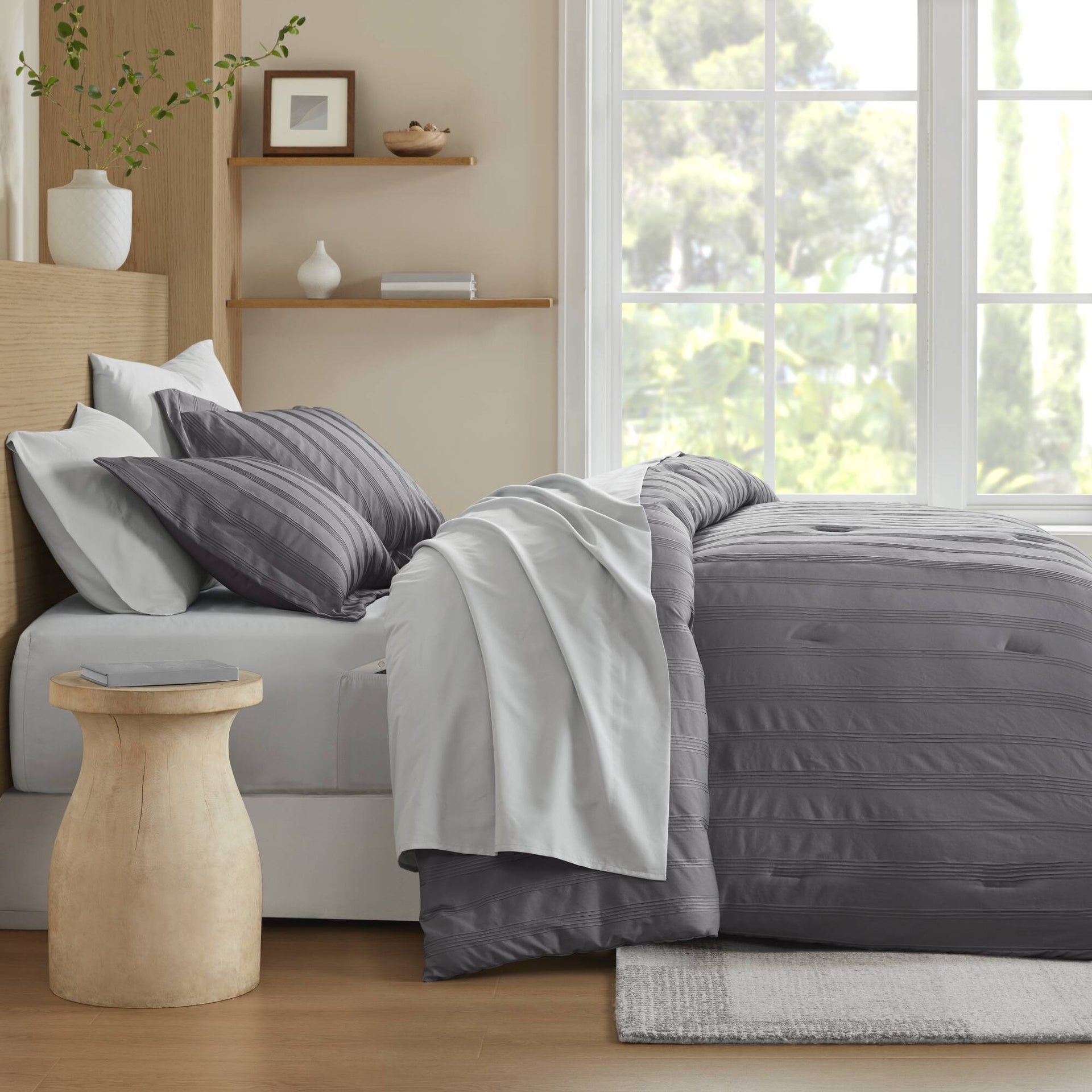 7-Piece Queen Woven Striped Comforter Set
