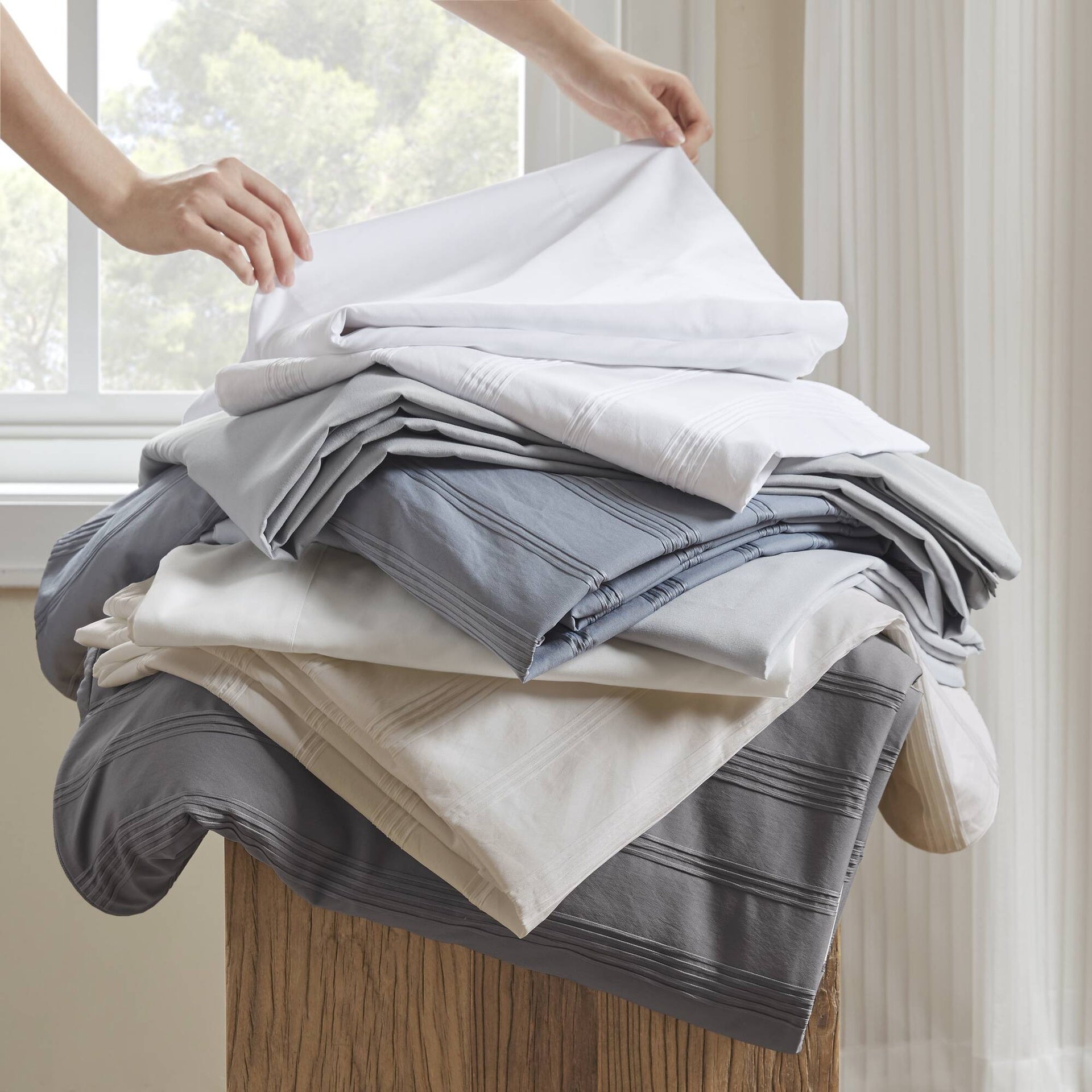 7-Piece Queen Woven Striped Comforter Set
