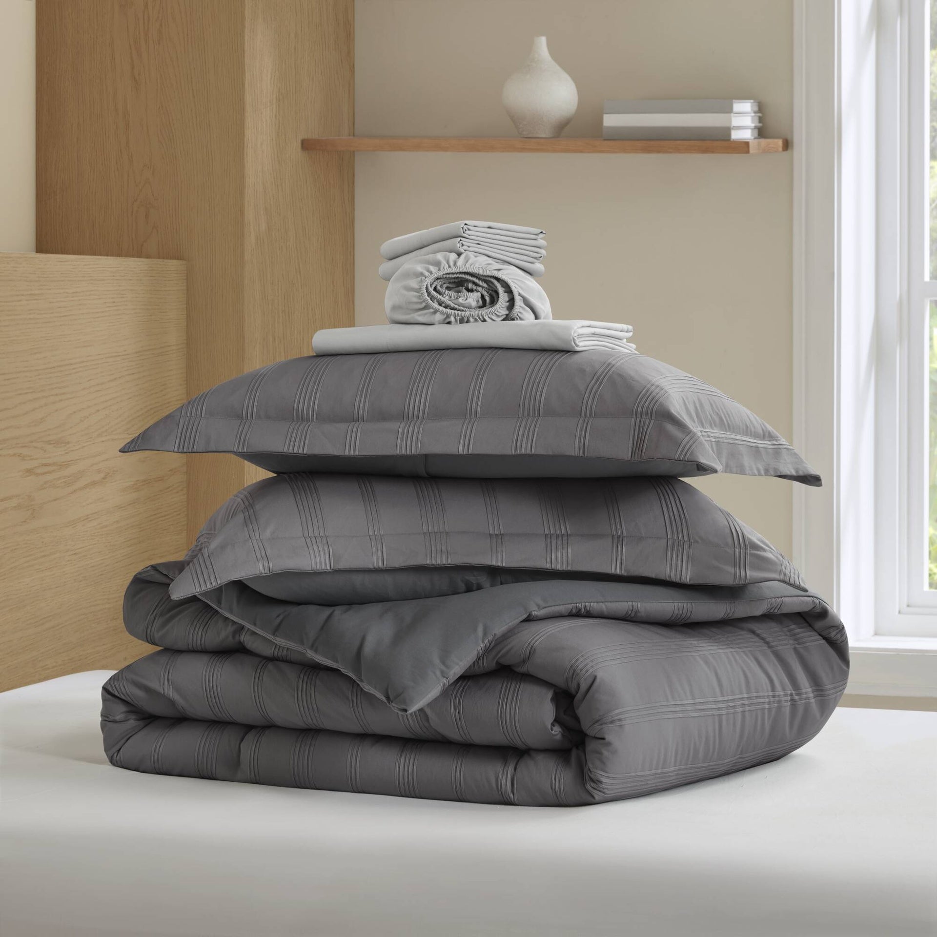 7-Piece Queen Woven Striped Comforter Set