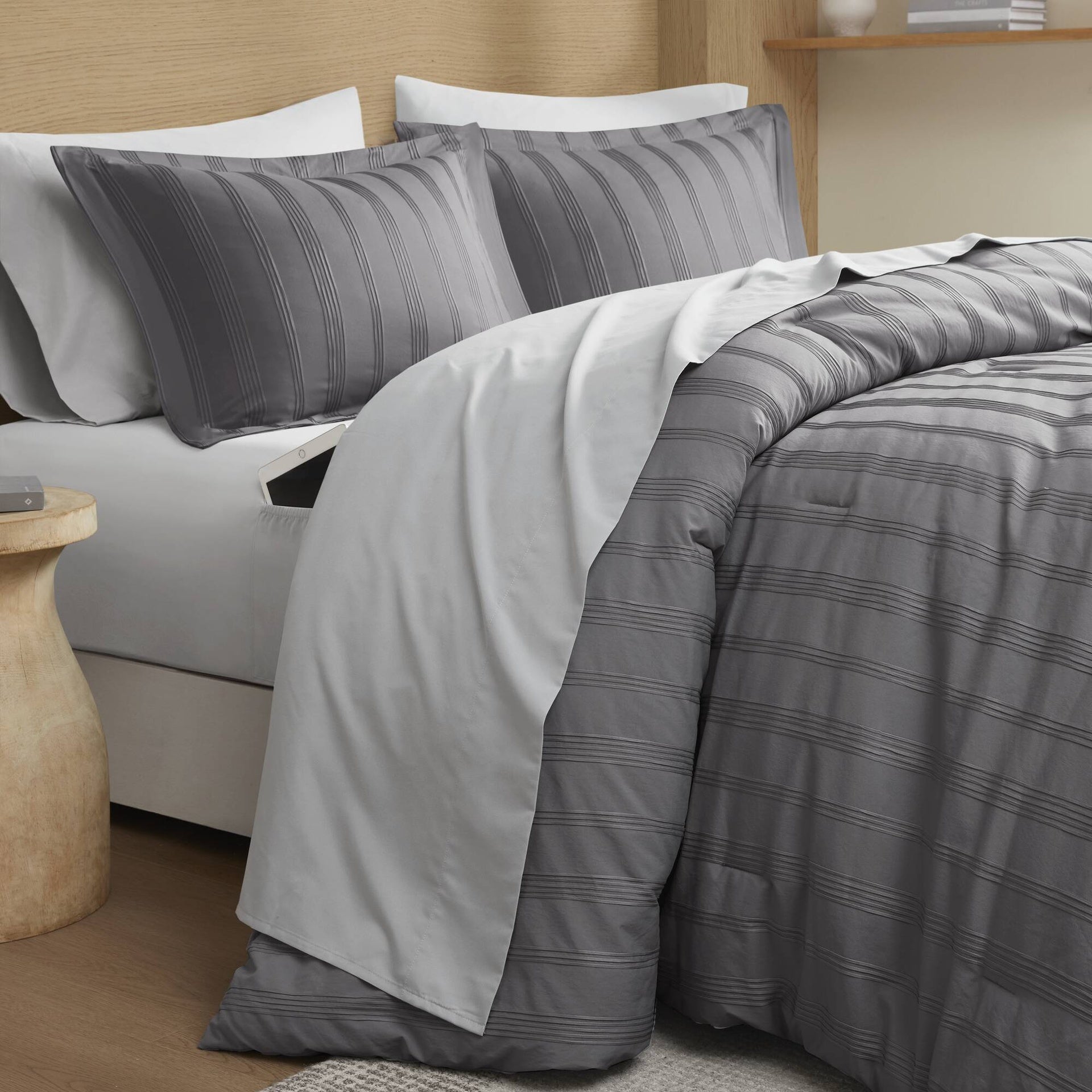 7-Piece Queen Woven Striped Comforter Set