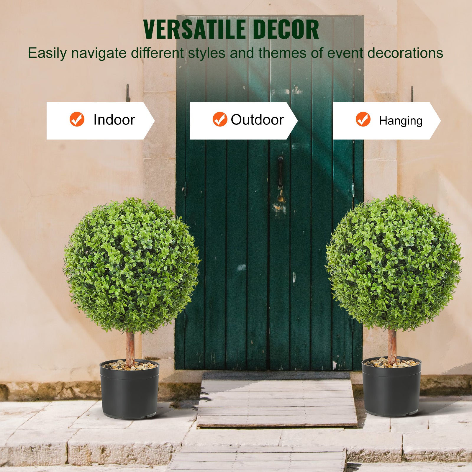 2x Artificial Boxwood Ball Ø40,6cm Garden Deco Boxwood in Flowerpot Ball Artificial Boxwood Ball Artificial Plant made of PE, Wood, PP incl. 4 pcs. Decorative butterflies and 10 pcs. Replacement