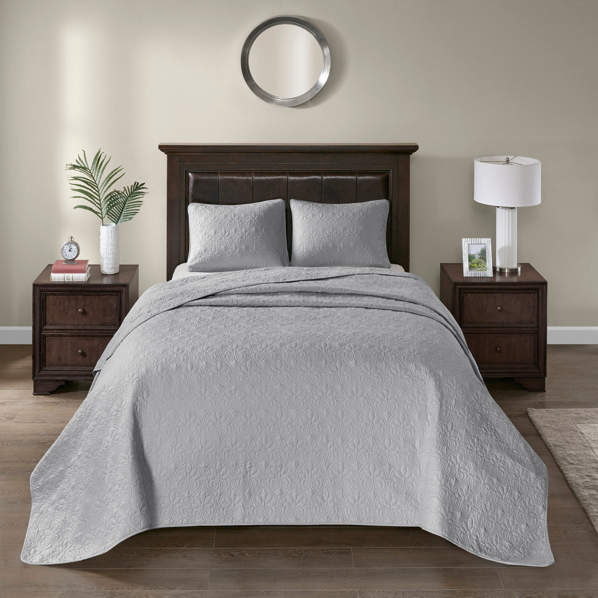 Reversible Bedspread Set Grey Queen