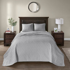 Reversible Bedspread Set Grey Queen