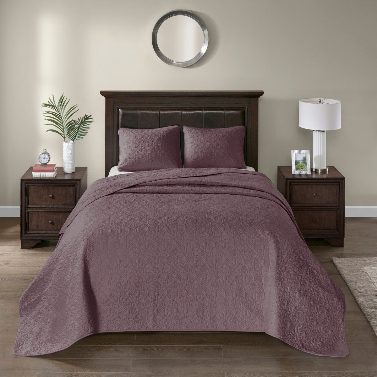 Reversible Bedspread Set Purple Queen