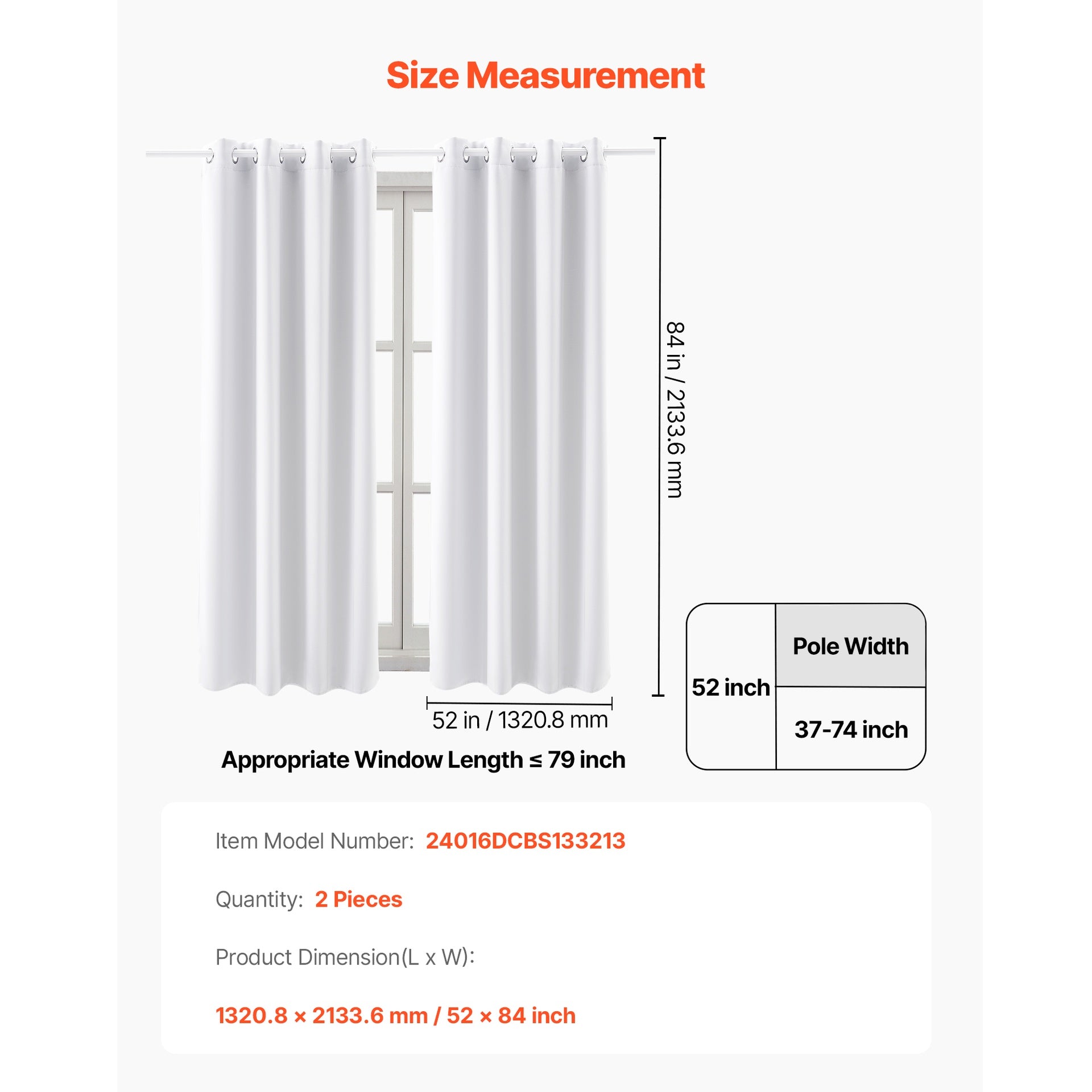 2 Set Blackout Curtain Grommet Window Panel Thermal Insulated Drapes 52x84 inch