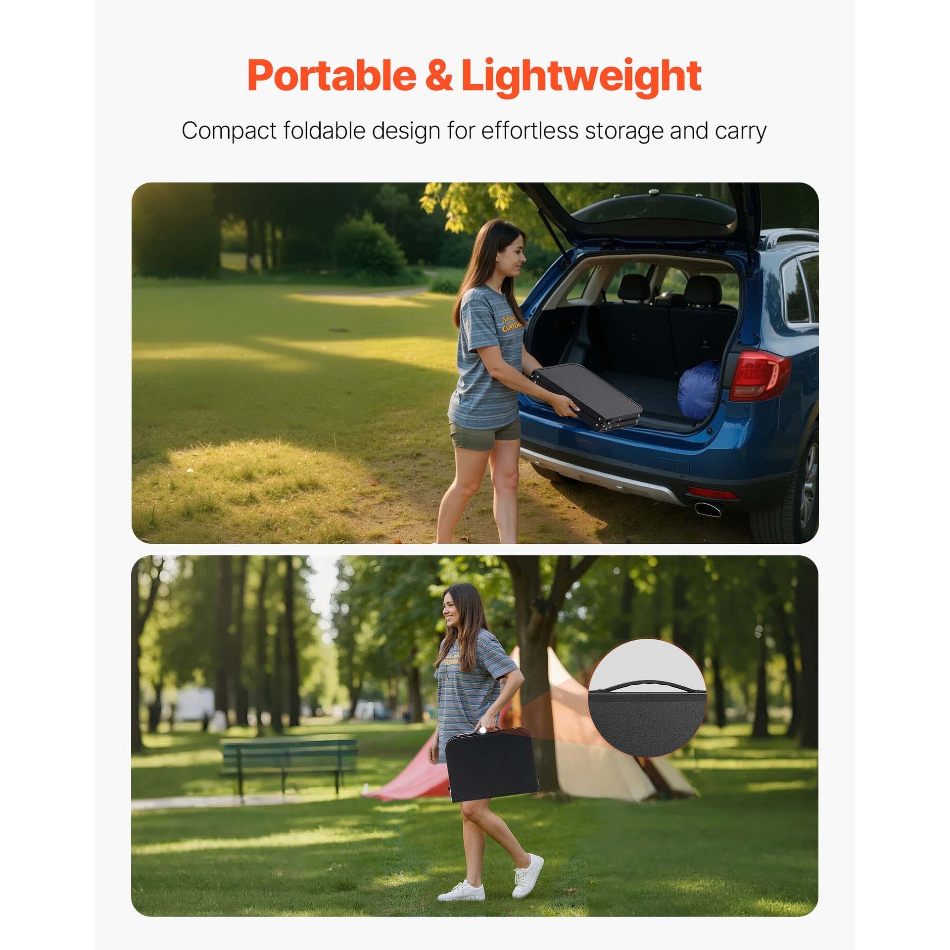 2ft Folding Portable Camping Table Aluminum Outdoor Table Adjustable Height