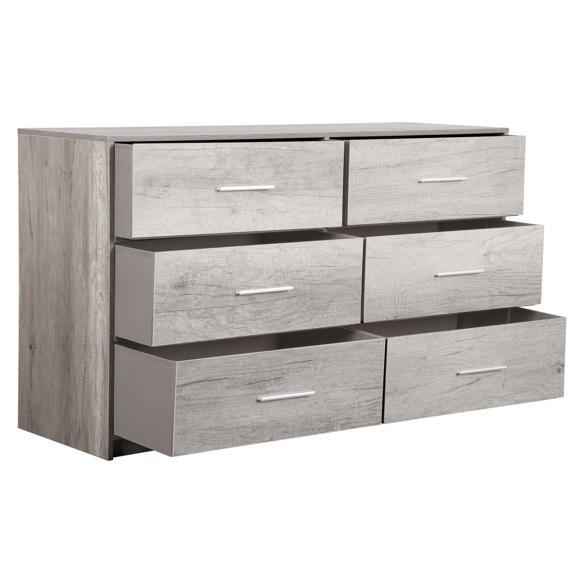 6-Drawer Dresser with Large Fabric Drawers, Grey