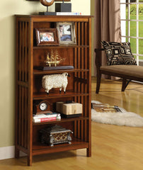 Transitional Media Shelf Five Convenient  Open Shelves, Oak