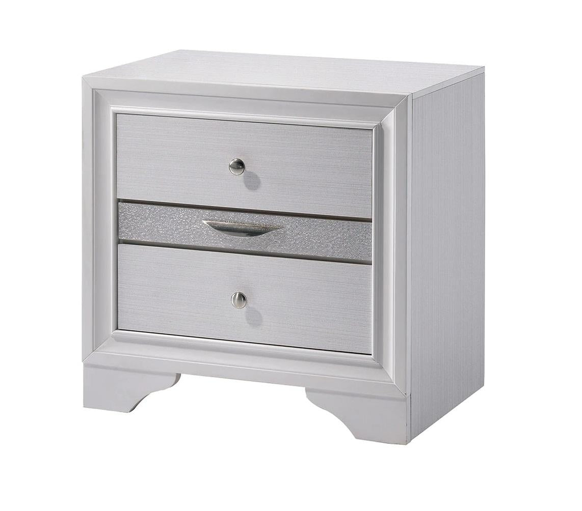 Contemporary White 1pc Nightstand Nickle round Knob Handles English Dovetails Hidden Drawer Bedside Table