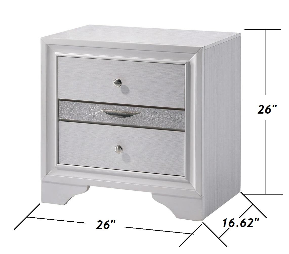Contemporary White 1pc Nightstand Nickle round Knob Handles English Dovetails Hidden Drawer Bedside Table