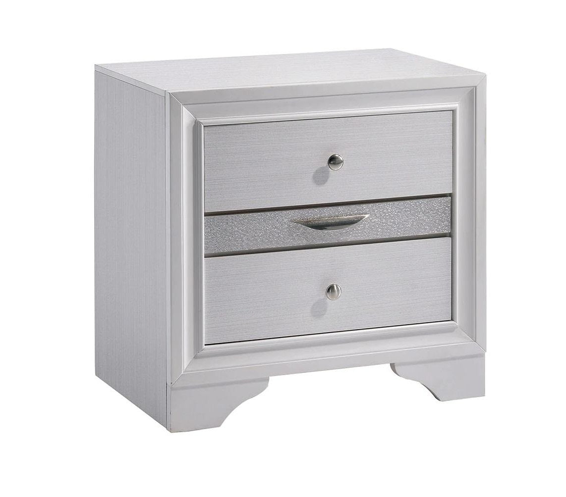 Contemporary White 1pc Nightstand Nickle round Knob Handles English Dovetails Hidden Drawer Bedside Table