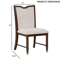Transitional Style 2pc Side Armless Chair Upholstered Seat And Back Gold Capped Legs Dark Cherry Finish Dining Room