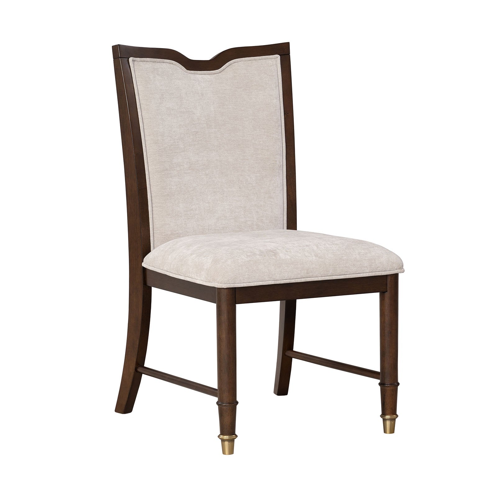 Transitional Style 2pc Side Armless Chair Upholstered Seat And Back Gold Capped Legs Dark Cherry Finish Dining Room