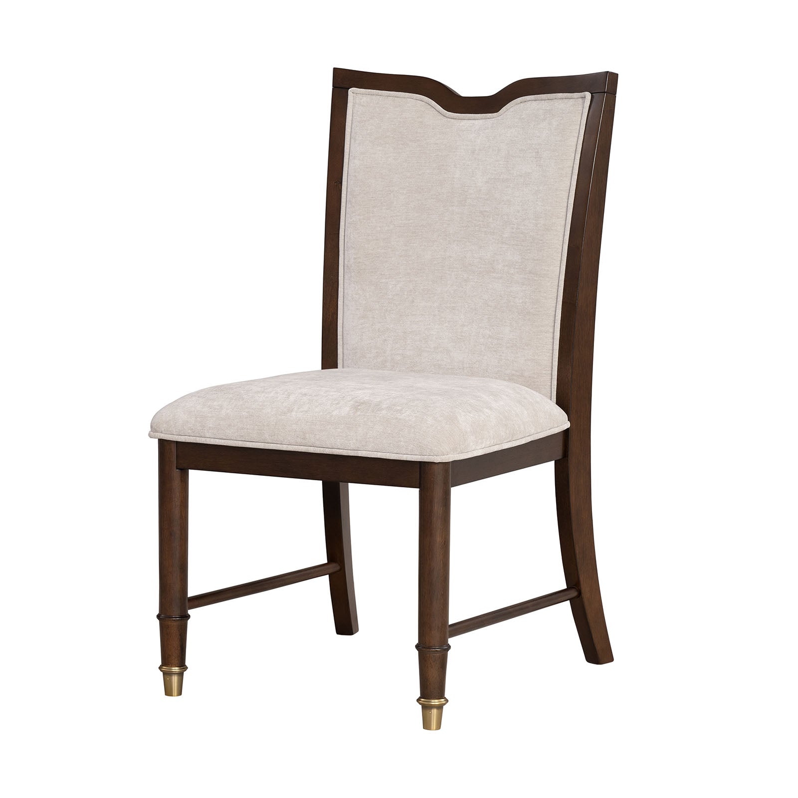 Transitional Style 2pc Side Armless Chair Upholstered Seat And Back Gold Capped Legs Dark Cherry Finish Dining Room