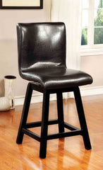 Contemporary Style 2pc Counter Height Chair Leatherette Upholstered Padded Seat Black Finish Dining Room