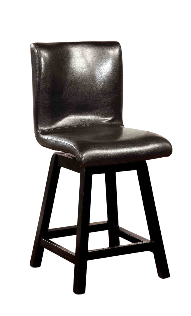 Contemporary Style 2pc Counter Height Chair Leatherette Upholstered Padded Seat Black Finish Dining Room