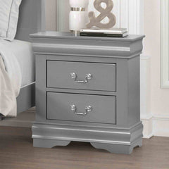 Gray Finish Nightstand 1pc Bracket Legs Dovetail Drawers Hanging Handles Transitional White Finish Bedroom Furniture